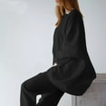 thumbnail image 6 of VBARHMQRT Dress Pants Sets Women 2 Piece Outfits Formal Plus Size Loose Solid Color Cotton and Linen Fashion Casual Long Sleeved Shirt Top Trousers Two Sets Pant Suits for Women Business Plus Size, 6 of 6