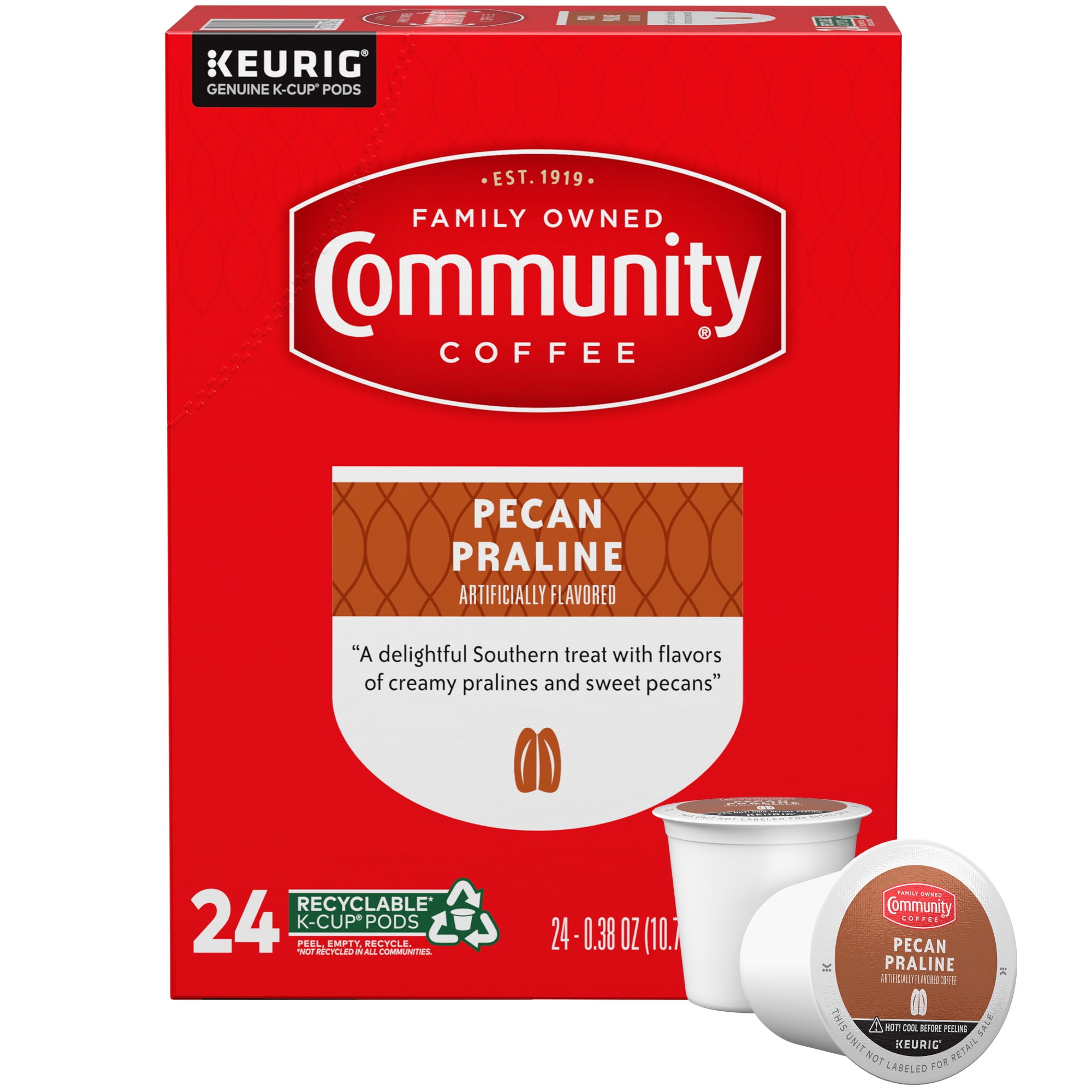 (2 pack) Community Coffee Pecan Praline Medium Roast Single Serve Keurig K-Cup Pods 24 ct Box