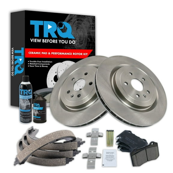 TRQ Rear Brake Pad & Rotor Kit BKA38510 Fits Select 2015-2018 Cadillac CTS