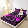 thumbnail image 4 of Manfei Black Game Console Twin Sheet Sets, Gamer Fitted Sheet, Purple Black Flat Sheet, 3-Piece Breathable, 4 of 7