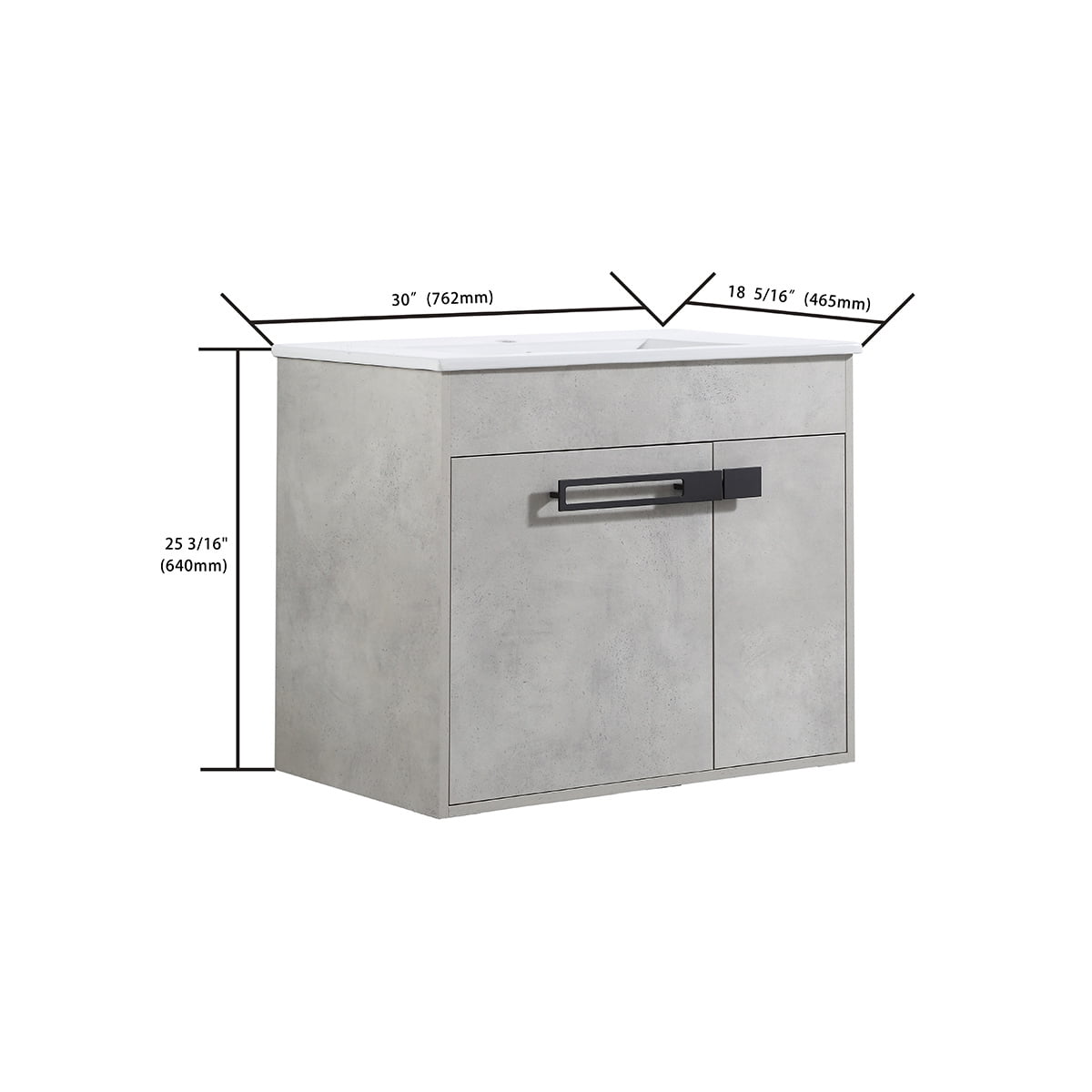 Kepooman 29" Modern Bathroom Vanity, Freestanding Sink Vanity Set with Handle, Cement Grey