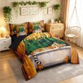 thumbnail image 2 of Manfei Western Tiger Twin Bedding, Tribal Wildlife Bedding Comforter Set, Tan Dark Green, Black Reversible, 7pcs, 2 of 6