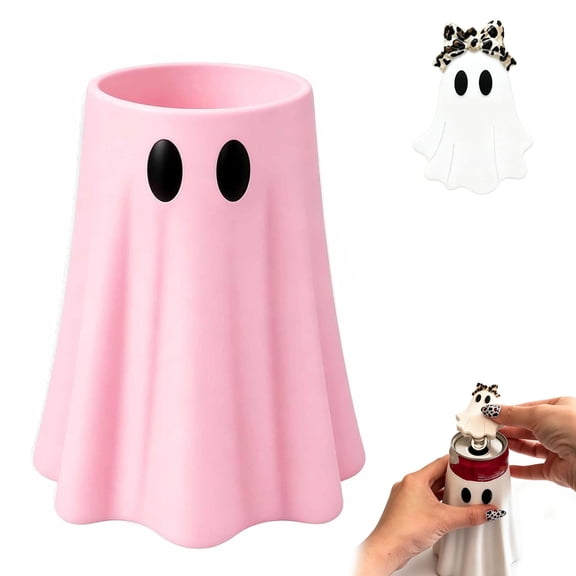 Ghost Can Holder with Bottle Opener - 3D Printed Halloween Beverage Sleeve, Durable Eco-PLA Ghost Drink Cozy & Cute Gothic Can Cooler Insulator for 12oz Slim Cans