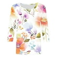 thumbnail image 5 of jtjvou Women's Round Neck Pullover Floral Blouse Trendy Fashion Plus Size Lady Going out Tops for Teen Summer 3/4 Sleeve Tops Multicolor,L, 5 of 5