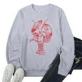 thumbnail image 3 of Arlun Vintage Graphic Crewneck Sweatshirt for Women Large Lobster Sardine Printed Sweatshirts Soft Comfortable Long Sleeve Hoodless Pullover Fall Tops Grey XXL, 3 of 3