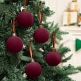 thumbnail image 4 of BlinkLLX 15 Pcs Velvet Christmas Balls Bulk Flocked Christmas Tree Ball Ornaments Plastic Xmas Decorative Hanging Ornaments(Wine Red,3.15 Inch), 4 of 12