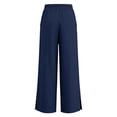thumbnail image 4 of CUZIBR Girls Wide Leg Pants Elastic Drawstring Front Patch Pockets Split Hem Solid Color Loose Straight Leg Trousers Lightweight Outdoor Play Beach Vacation Bottoms For Kids,Navy,4-5 Years, 4 of 7