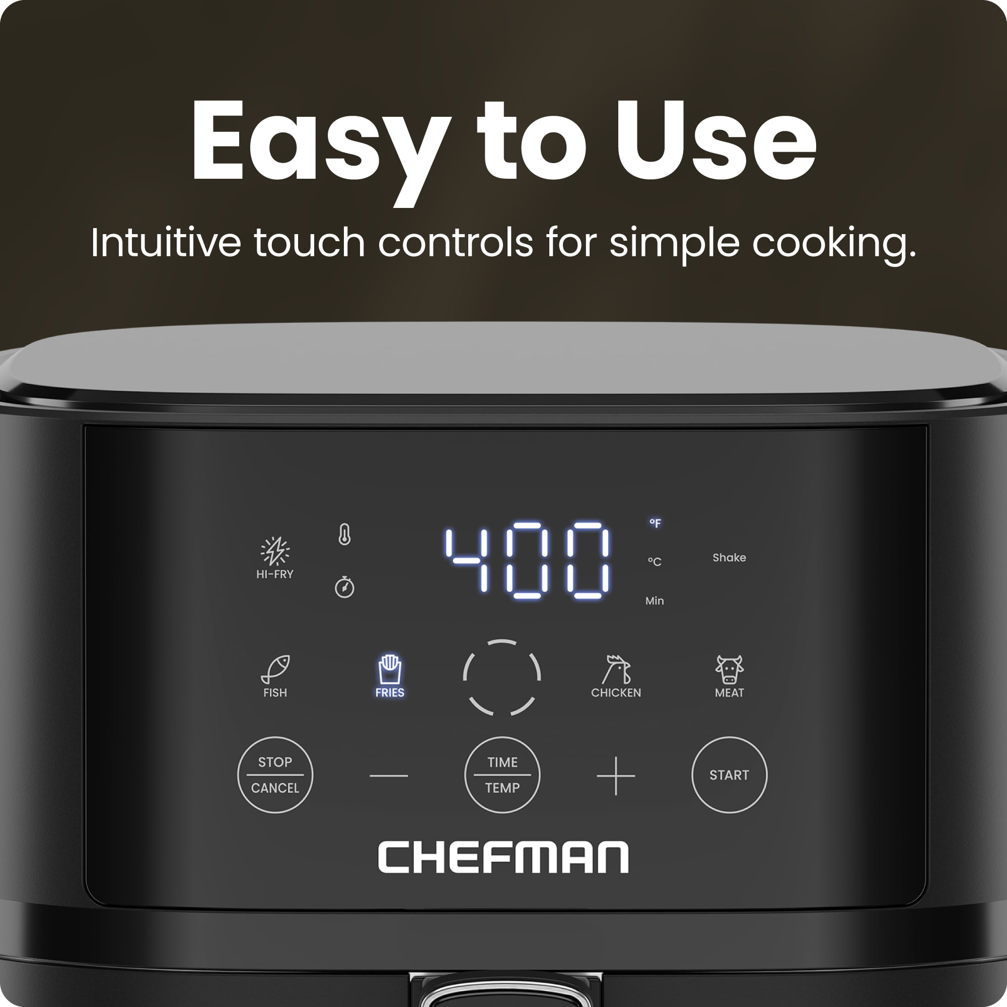 Chefman 4 Qt Compact Digital Touch Air Fryer w/ Hi-Fry & Shake Reminder - Black