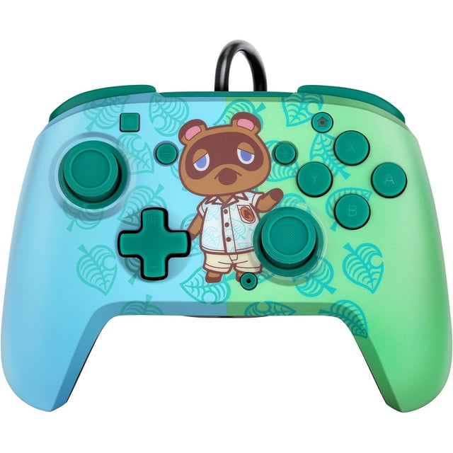 Remis à Neuf (Excellent) - Manette Pro Filaire PDP Gaming REMATCH Switch - Animal Crossing - Tom Nook - Bleu/vert
