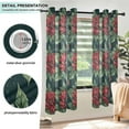 thumbnail image 3 of Yayeee Window Curtains Set of 2 for Living Room Light Filtering 63"x52", Red Christmas Poinsettias, 3 of 7