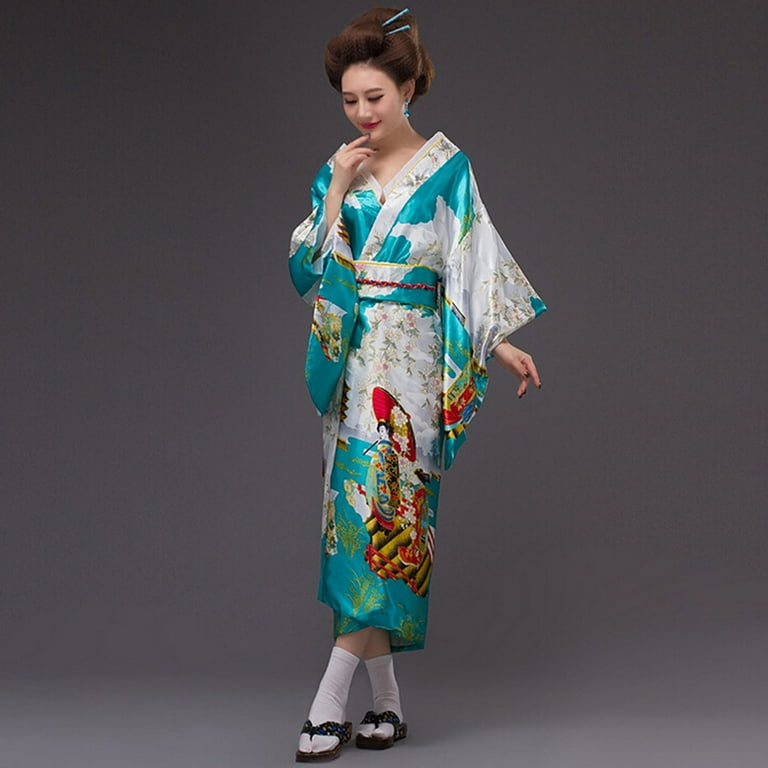 Fesfesfes Long Sleeve Dresses for Women Floral Print Kimono Robe