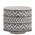 thumbnail image 6 of Urban Trends Collection Ceramic Cylindrical Pot with Painted Black Embossed Lattice Chevron Design Body and Tapered Bottom, 6 of 6