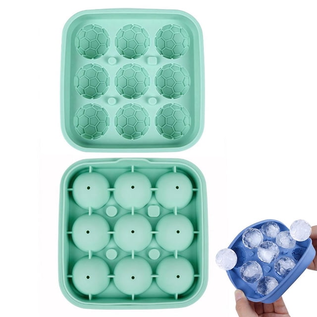 Soccer Ball Silicone Ice Ball Mold with Lid, Sphere Ice Cube Maker for Whiskey, Cocktails & Drinks, Reusable Football Shaped Ice Tray