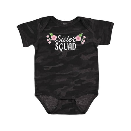 

Inktastic Sister Squad with Pink Flowers Gift Baby Boy or Baby Girl Bodysuit