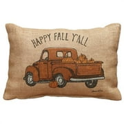 Happy Fall Y'All Truck Small Burlap Pillow 12" x 8"
