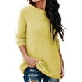 thumbnail image 2 of Daeful Ladies Knit Tops Crew Neck Pullover Work Solid Color Plain Tunic Blouse Yellow M, 2 of 7