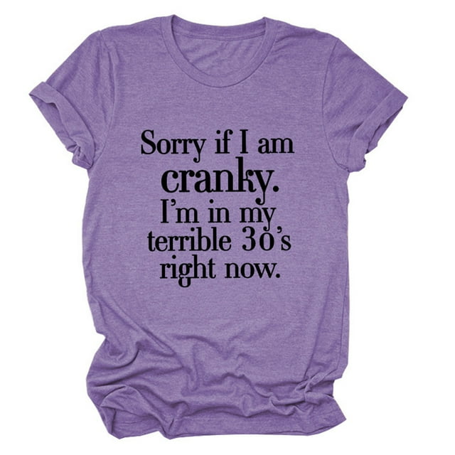 Birdeem Womens Casual Funny Letter Printed Round Neck Short Sleeve Tops Blouse T-Shirt
