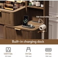 thumbnail image 6 of LAZZO 48" Wood Vanity with Glass Top, 3-Color Lights Mirror, Sliding Jewelry Organizer & Charging Station, Brown, 6 of 9