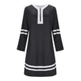 thumbnail image 2 of TaTaai Womens Casual Striped A Line Dress Long Sleeve Zipper Front Round Neck Loose Fit Midi Length Soft Comfortable for Fall Daily Party Holiday Gift, 2 of 7