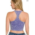 thumbnail image 2 of Zenana Women's Washed Ribbed Seamless High Neck Nylon Cropped Racer Back Tank Top, 2 of 2