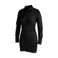 thumbnail image 3 of Qiylii Women Solid Color Shirt Dress, Button-down Long Sleeve Lapel One-piece, 3 of 9