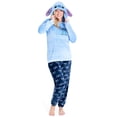 thumbnail image 1 of Conjunto de pijama Disney Stitch de forro polar para mujer con capucha, color azul, talla M, 1 of 5