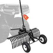 VEVOR 48in Landscape Rake, Pull Behind Lawn Rock Rakes for ATV Mower Tractors, 24 Durable Steel Tines, Adjustable Height & Angle, Heavy Duty Dethatcher Rake for Leaves Debris