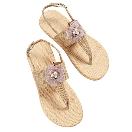 

NECHOLOGY Women Christmas Slippers Beach Summer Shoes Bow Women s Slip On Breathable Flat Toe Slippers Rubber Slippers for Women Beige 8