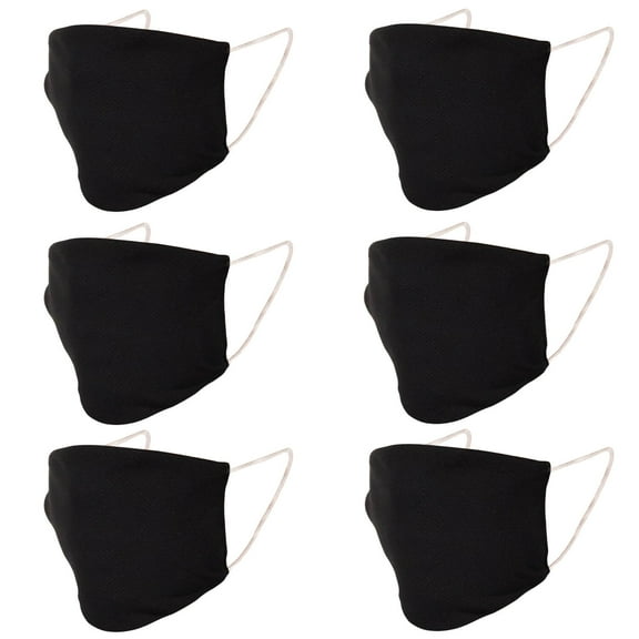 6 PCs Easy to Wash Face Mask Light Weight Breathable Reuseable Washable in Black
