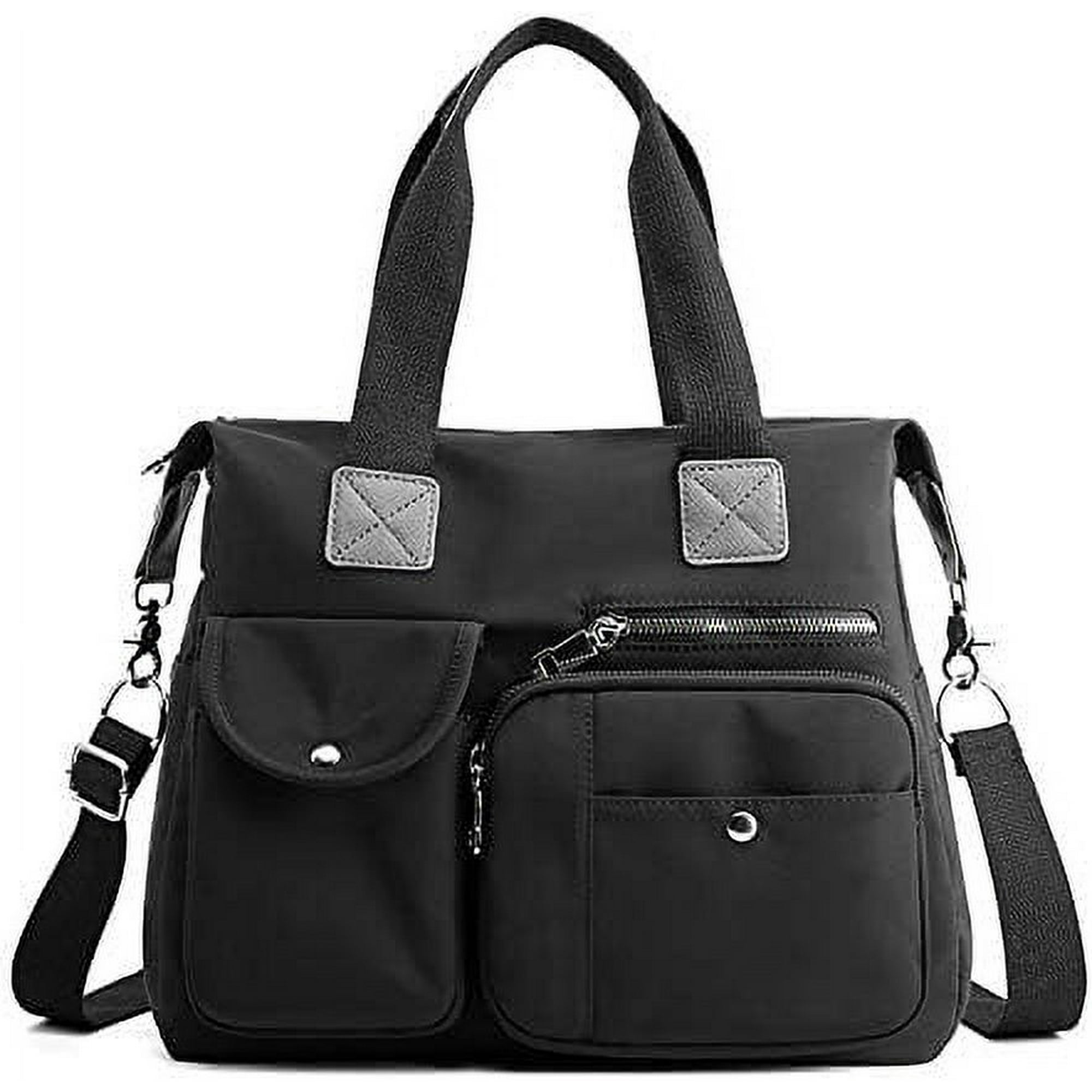 XYCCA Women Utility Tote Bag Teacher Purses and Handbags for Nurses Waterproof Nylon Multi Pocket Shoulder Bags Work Bag Tote black 3053 Walmart