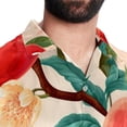 thumbnail image 5 of Peach Men's Casual Printed Poplin Short Sleeve Button Down Beach Shirt with Spread Collar Top, 5 of 6