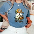 thumbnail image 6 of Candy Hunter Halloween T-Shirt, Cute Ghost Skateboard Trick-or-Treat Tee, Pumpkin Candy Bucket Shirt, Fun Spooky Season Gift for Teen Boys Girls Adults, 6 of 7