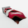 thumbnail image 2 of Ambesonne Retro Bedding Set 3 Pcs, Woman Red Lips Charming Mouth, Twin, Coral and Tan, 2 of 2