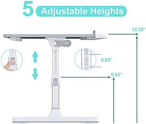 Laptop Bed Tray Desk, Foldable and Adjustable Lap Table with Heights and Angles, Upgraded-Sturdy Laptop Lap Desk for Bed/Sofa/Couch/Floor (2 Drawers, X-Large, Grey)