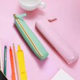 thumbnail image 5 of Leather Pen Pencil Case, 2PCS Cute Slim Pen Bag Small Pencil Pouch Lovely Stationery Bag Portable Cosmetic Bag Zipper Bag for Pen Pencils Markers(Green+Pink), 5 of 5