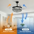 thumbnail image 6 of PHORUS 48" Invisible Crystal Ceiling Fan Chandelier with Light, DC Motor 6-Speed Dimmable Fan with Remote Control, Retractable ABS Blades and Timer for Indoor Bedroom Living Room,Black, 6 of 11
