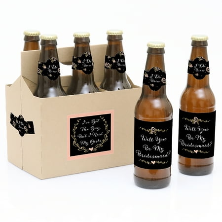 best day ever - 6 will you be my bridesmaid beer bottle label stickers and 1