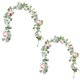 thumbnail image 2 of Guirnalda de flores artificiales de 1,6 m con rosas, ideal para decoración del hogar, bodas, fiestas, caminos de mesa, flores artificiales de seda artificial, plantas verdes simuladas., 2 of 9