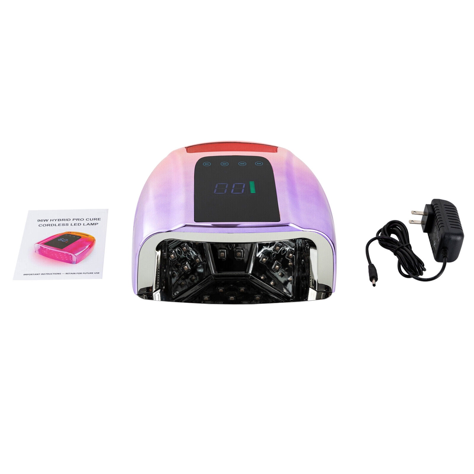 96W 15600mAh Cordless Rechargeable LED UV Nail Lamp Nail Gel Polish Light Dryer Light Purple