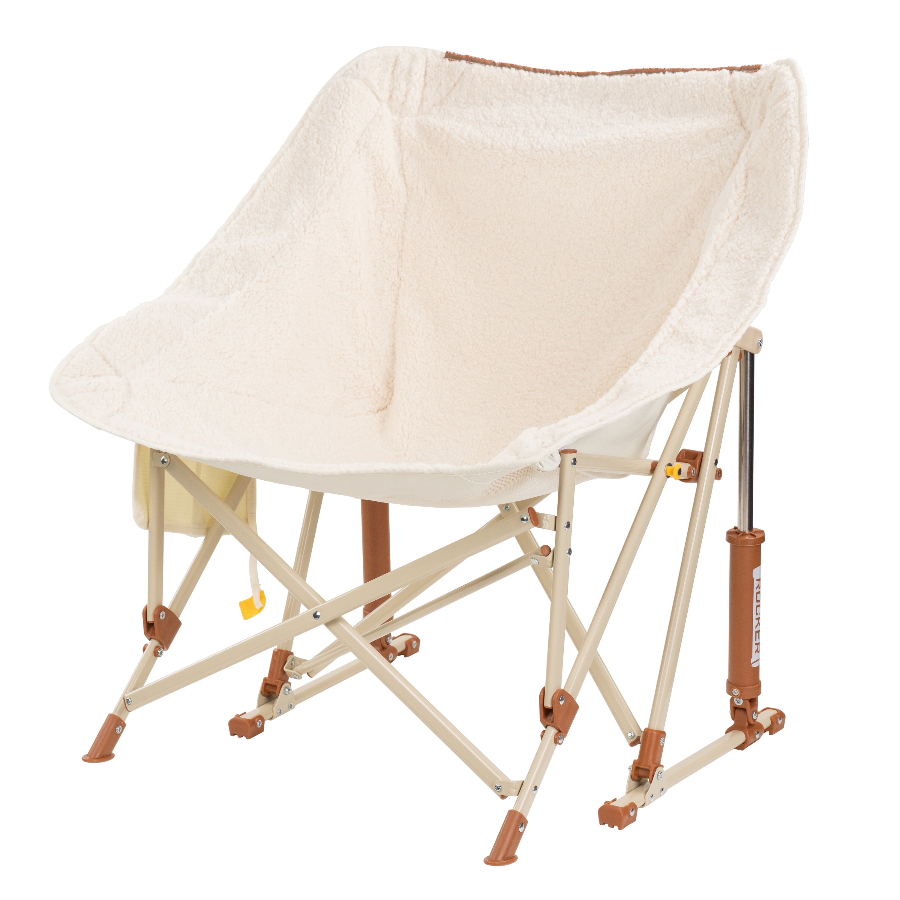 GCI Outdoor Fleece Rocker Sherpa Rocking Camping Chair with Cup Holder, Natural