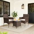 thumbnail image 2 of Lacoo 3 Pieces Outdoor Patio Furniture Gray PE Rattan Wicker Table and Chairs Sets Bar Set with Cushioned Tempered Glass , Brown/ Beige, 2 of 6