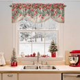 thumbnail image 2 of Poinsettia Berry Tie Up Valances Curtain, Red Floral Winter Plants Vintage Adjustable Rod Pocket Short Window Treatment Tie Up Curtains Valances for Kitchen Living Room Bathroom 42x12 Inches, 2 of 9