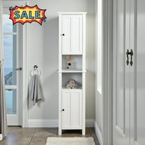 Tcbosik 67"H Tall Bathroom Storage Cabinet with 2 Doors, Floor Cabinet with Adjustable Shelves for Living Room, Entryway, Kitchen, Easy Assembly, White