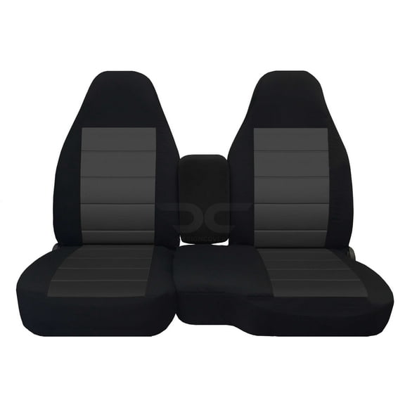 Design Covers Compatible with 2004-2012 Chevy Colorado/GMC Canyon Two-Tone Truck Seat Covers (Front 60/40 Split Bench)-Opening Console: Black and Charcoal Velour
