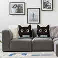 thumbnail image 3 of JRXY Cute Cat Home Decor Pillowcase Lovely Peeping Black Cat Decorative Throw Pillow Case Cushion Cover  2pcs White, 3 of 6
