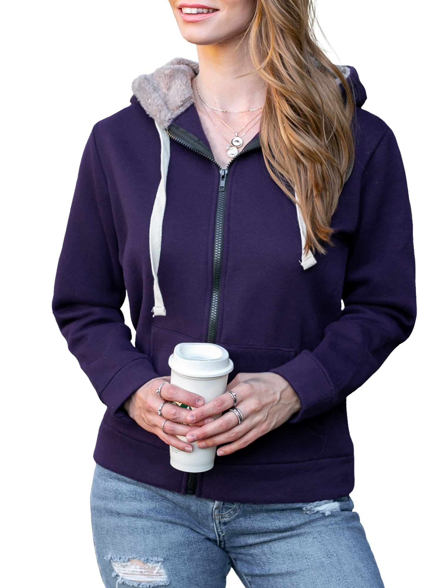 fur lined ladies hoodies