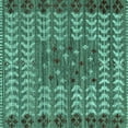 thumbnail image 1 of Ahgly Company Indoor Square Abstract Turquoise Blue Modern Area Rugs, 7' Square, 1 of 4