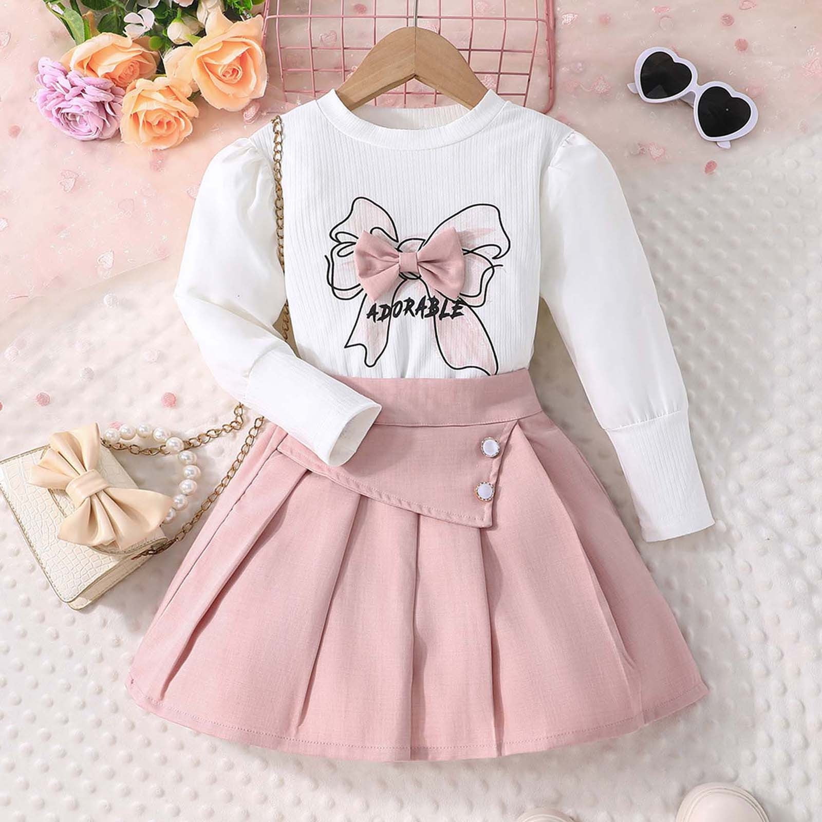 Ensemble Fille Haut Manches Longues + Jupe Plissée – Style école Décontracté, 3-7 Ans - 9
