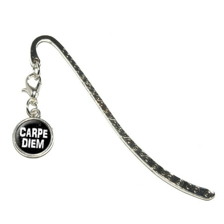 - Carpe Diem Seize the Day Latin Inspirational Distressed Metal Bookmark with Charm