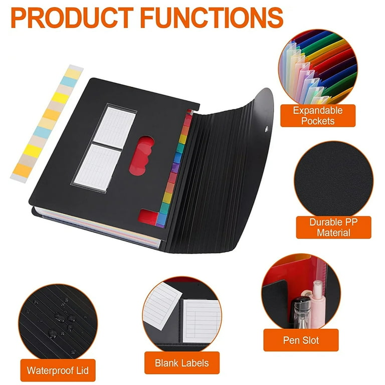 Accordion File Organizer Sooez With Safe Zipper, 12 Pocket Expanding ...